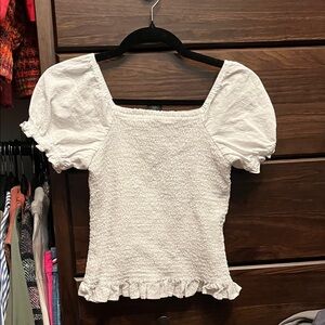 Cat & Jack Cream Puff Sleeve Smocked Blouse